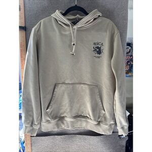 RVCA Dog Past Present Future Brown Hoodie Men's Size Small Double Sided